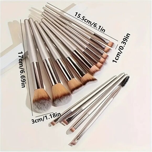 14-Piece Professional Soft Nylon Oval Makeup Brush Premium Large Set - Picture 5 of 7